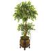 Nearly Natural 59 Variegated Ficus Artificial Tree in Decorative Planter