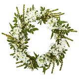 Nearly Natural 24 White Mixed Floral Artificial Wreath