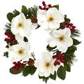 Nearly Natural 26 Magnolia Pine and Berries Wreath