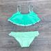 Cathalem Girls Swimsuits Girl 12 Bathing Suit Ruffles Girls Swimsuit Outfits Set Bikini Swimwear Kids Summer Surf Bathing Suits Girls Green 13-14Years