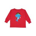 Inktastic Pirate Shark Shark Wearing Pirate Hat Blue Shark Boys or Girls Long Sleeve Toddler T-Shirt