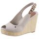 Keilsandalette TOMMY HILFIGER "ICONIC ELENA SLING BACK WEDGE" Gr. 39, grau (stein) Damen Schuhe Slingbacksandale Sandalette Slingback-Sandaletten