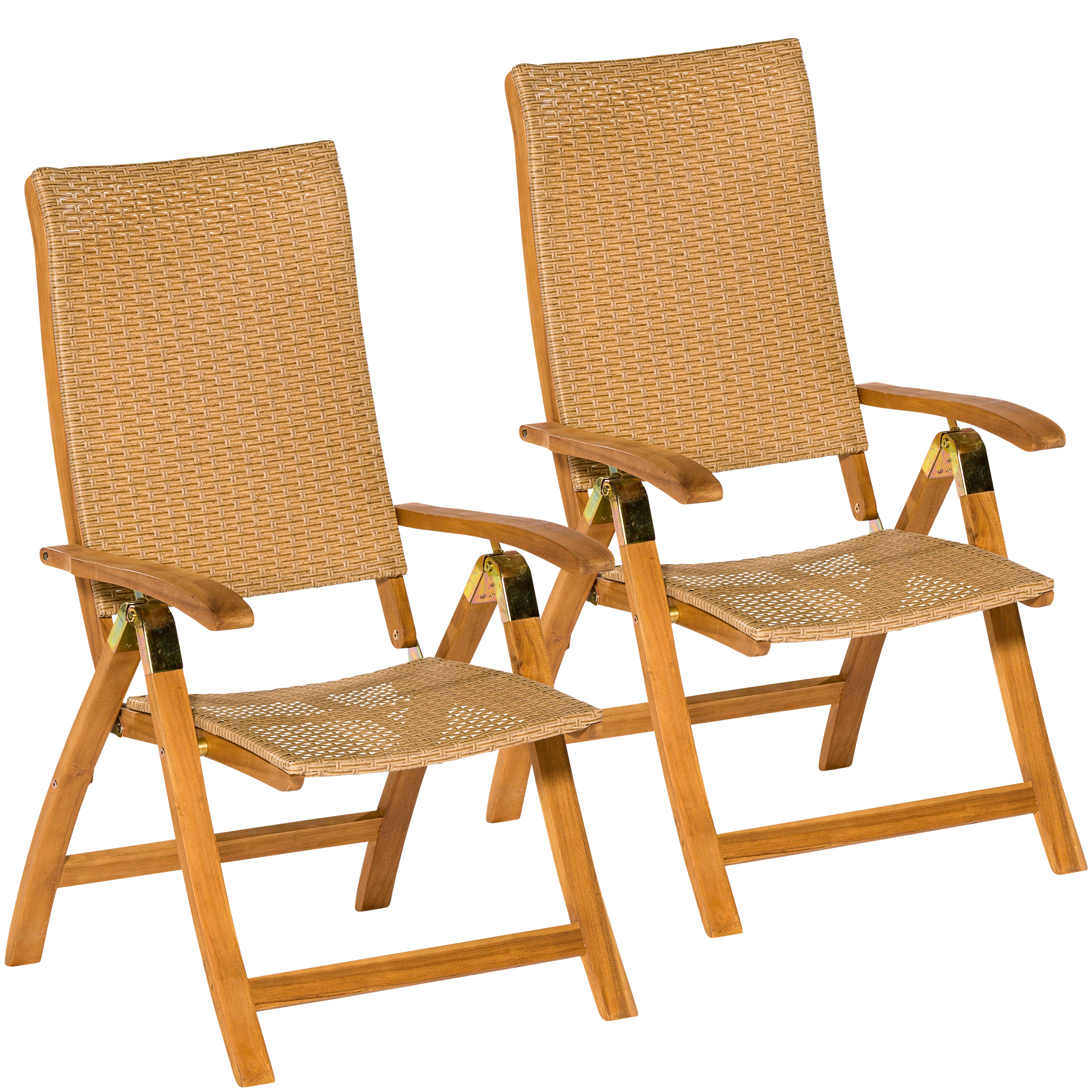 Gartenstuhl MERXX "Capri", beige (natur), B:61cm H:113cm T:69,5cm, Massivholz, Rattan, Stühle, Gartenstuhl, 2er Set, Akazie/Polyrattan, klappbar, natur Image