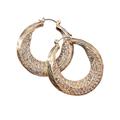 Anthropologie Jewelry | Anthropologie Cosmic Rocker Pave Hoop Pierced Earrings Gold Tone Crystal Nwt | Color: Gold | Size: Os