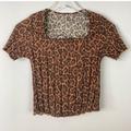 American Eagle Outfitters Tops | American Eagle Outfitters Aeo Animal Print Crop Top Square Neck Top S | Color: Black/Brown | Size: S