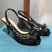 Kate Spade Shoes | Kate Spade New York Black Patent Leather & Lace Bow Accent Slingback Peeptoe 8.5 | Color: Black | Size: 8.5