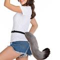 Costume Tail Christmas and Party Ears Halloween Clip Gloves Set Wolf Fancy Body Chain Wrap Bracelets for Teen Girls (Grey, One Size)