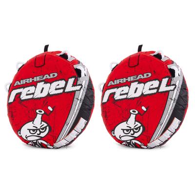 Airhead Rebel 54In 1 Person Red Towable Tube Kit w/ Rope and 12V Pump (2 Pack) - 12.5