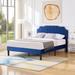 Javlergo Upholstered Platform Bed Frame with Height Adjustable Nailhead Trimmed Curved Headboard, No Box Spring Needed