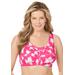 Plus Size Women's Cotton Back-Close Wireless Bra by Comfort Choice in Raspberry Sorbet Roses (Size 50 B)