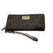 Michael Kors Bags | Michael Kors Brown Black Leather Mk Print Full Zip Wallet Wristlet Card Holder | Color: Brown | Size: Os