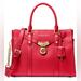 Michael Kors Bags | Michael Kors Mk Nouveau Hamilton Leather Satchel Crossbody Bag Purse In Red | Color: Gold/Red | Size: 13-1/2"W X 9-3/4"H X 5-1/2"D