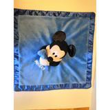 Disney Toys | Disney Mickey Mouse Lovey Security Blanket Blue Rattle Crinkle Ear Plush Satin | Color: Blue | Size: Os