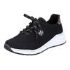 Sneaker RIEKER, Damen, Gr. 41, schwarz, Lederimitat, sportlich, Schuhe Sneaker, mit MemoSoft-Innensohle, Freizeitschuh, Halbschuh, Schnürschuh, Topseller