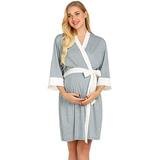 Maternity Delivery Robe Gown Nightgowns Breastfeeding Maternity dress Quilted Leather Sleeve Coat
