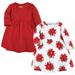 Hudson Baby Infant and Toddler Girl Cotton Dresses Poinsettia Dot 0-3 Months