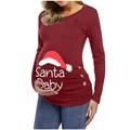Top Letter Tunic Long Maternity Christmas Sleeve T Print Shirt Casual Womens Pregnancy Dress Maternity blouse Maternity Jumper