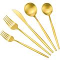 Gold Silverware Set for 8, Stainless Steel Flatware Set, 40-Pieces Cutlery Tableware set Include Spoons And Forks Set, Matte Gold Utensil Set, Stain Finish, Dishwasher Safe