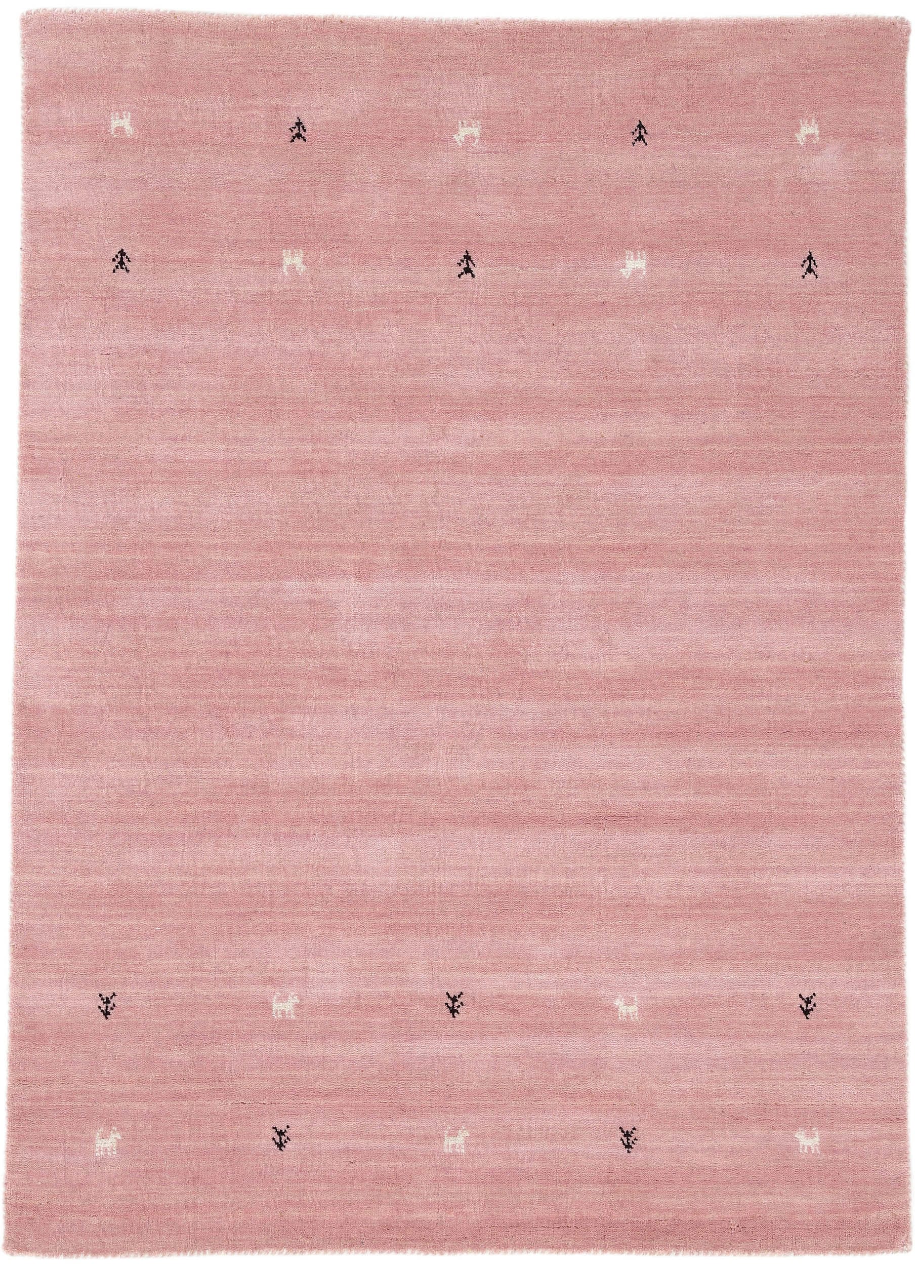 Wollteppich CARPETFINE "Gabbeh Uni, auch als Läufer und Rund erhältlich", rosa, B:300cm H:15mm L:400cm, Wolle, Teppiche, reine Wolle, handgewebt, Gabbeh Loom Tiermotiv, große Farbauswahl