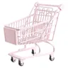 Mini chariot de supermarché pour enfants petit chariot de rangement en métal rose pour supermarché