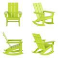 Costaelm Palms Modern Adirondack Plastic Outdoor Rocking Chairs (Set of 4) Lime