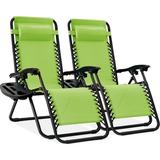 Best Choice Products Set of 2 Zero Gravity Lounge Chair Recliners for Patio Pool w/ Cup Holder Tray - Lime Green