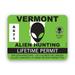 Vermont Alien Hunting Permit Sticker Decal - Self Adhesive Vinyl - Weatherproof - Made in USA - ufo aliens flying saucers little green men hunter vt