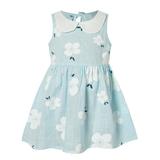 Efsteb Summer Infant Toddler Girls Dress Baby Casual Sleeveless Doll Collar Floral Print Vest Dress Cute Kids Girls Princess Dress Blue 18-24 Months