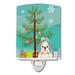 Caroline s Treasures BB4210CNL Merry Christmas Tree Shih Tzu Silver White Ceramic Night Light 6x4x3 multicolor