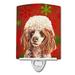 Red Miniature Poodle Red Snowflakes Holiday Ceramic Night Light