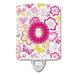 Caroline s Treasures CJ2005-OCNL Letter O Flowers and Butterflies Pink Ceramic Night Light 6x4x3 multicolor