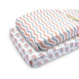 Changing Pad Cover Sheets Set 2 Pack Universal Fitted Changing Table Covers for Boys and Girls Comfortable Cozy Cradle Sheets Breathable Soft Jersey Cotton Fitted 32x15x5 Inches Pads