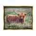 Stupell Industries Highland Longhorn Cattle Grazing Rural Countryside Grassland Photograph Metallic Gold Floating Framed Canvas Print Wall Art Design by James Dobson