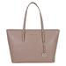 Michael Kors Bags | Michael Kors Jet Set Logo Print Pearl Grey Saffiano Leather Tote Silver Hardware | Color: Gray/Silver | Size: Os