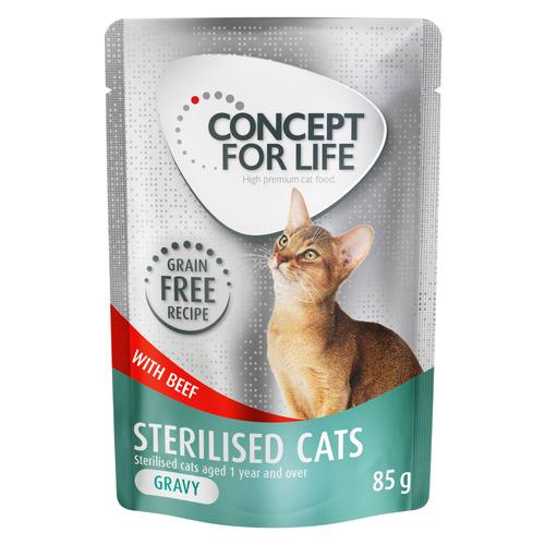 12 x 85 g Concept for Life Sterilised Cats Rind getreidefrei - in Soße