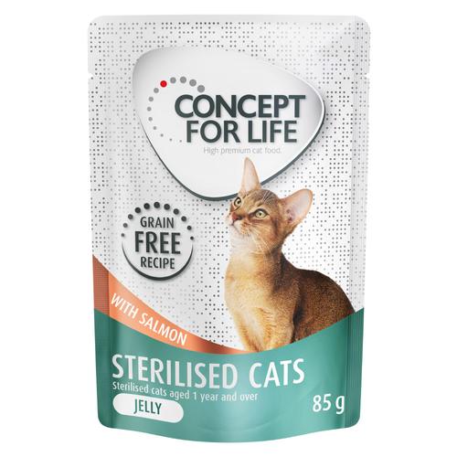 48 x 85 g Concept for Life Sterilised Cats Lachs getreidefrei - in Gelee