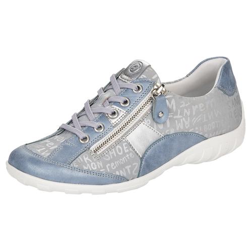 Schnürschuh REMONTE, Damen, Gr. 40, silber (hellblau, silberfarben), Leder, Lederimitat, sportlich, Schuhe, mit feinem Metallic-Schimmer, Freizeitschuh, Halbschuh, Schnürschuh