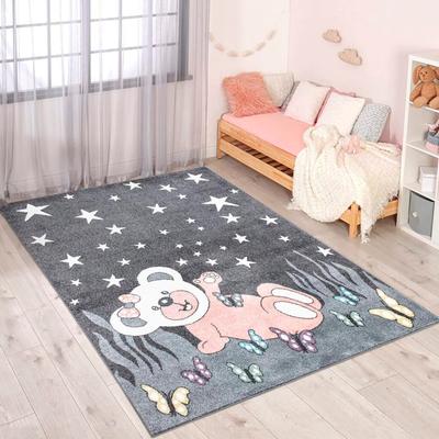 Kinderteppich CARPET CITY "ANIME916", grau, B:160cm H:11mm L:230cm, Polypropylen (PP), Teppiche, Kinderzimmer Teppich Modern mit Mond, Blumen, Wolken, Creme, Multi Image