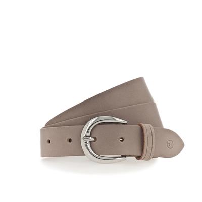 Ledergürtel TAMARIS, Damen, Gr. 115, grau (taupe), Rindsleder, unifarben, Basic,casual,klassisch,modisch, Gürtel, mit glänzender silberfarbener Schließe Image