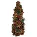 Northlight Seasonal 19.25" Green Mixed Foliage & Apple Christmas Cone Tree Tabletop Decor Wood in Brown | 19.25 H x 8.25 W x 8.25 D in | Wayfair
