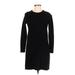 Zara Casual Dress - Sheath Crew Neck Long sleeves: Black Print Dresses - Women's Size 6