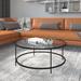 Wade Logan® Berzan Glass Living Room Coffee Table w/ Round Metal Frame Glass/Metal | 15.25 H x 35.25 W x 35.25 D in | Wayfair