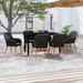 Corrigan Studio® Patio Dining Set Outdoor Dining Set Table & Chair Set for Garden Wood/Glass in Black | 55.12 W x 23.62 D in | Wayfair