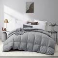 Latitude Run® 600 Fill Power Winter Duck Down Comforter Duck Down/Faux Fur/Down in Gray | 106 H x 90 W x 1 D in | Wayfair