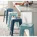 Ebern Designs Nieva 24"H Backless Metal Indoor-Outdoor Counter Height Stool w/Square Seat Metal in Blue | 24 H x 16 W x 16 D in | Wayfair