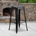 Homall 30" High Backless Distressed Antique Blue Metal Indoor-Outdoor Barstool Metal in Black | 30 H x 17 W x 17 D in | Wayfair