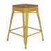 Flash Furniture CH-31320-24-YL-PL2T-GG Counter Height Backless Stool w/ Wood Seat - Steel, Yellow