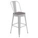 Flash Furniture CH-31320-30GB-WH-PL2G-GG Bar Height Commercial Bar Stool w/Removable Back and Wood Seat - Steel, White
