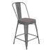 Flash Furniture ET-3534-24-SIL-PL1G-GG Counter Height Commercial Bar Stool w/ Curved Back & 24" Wood Seat, Silver