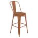 Flash Furniture ET-3534-30-OR-PL1T-GG Counter Height Commercial Bar Stool w/ Curved Back & 30" Wood Seat, Orange, Distressed Orange